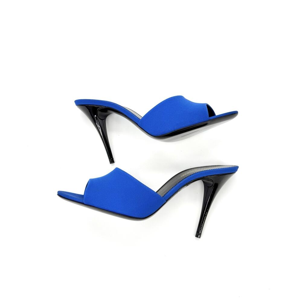 NIB Saint Laurent LA 16 Sandals EU 38 US 8 Mules Royal Blue Silk Open Toe - Picture 8 of 12